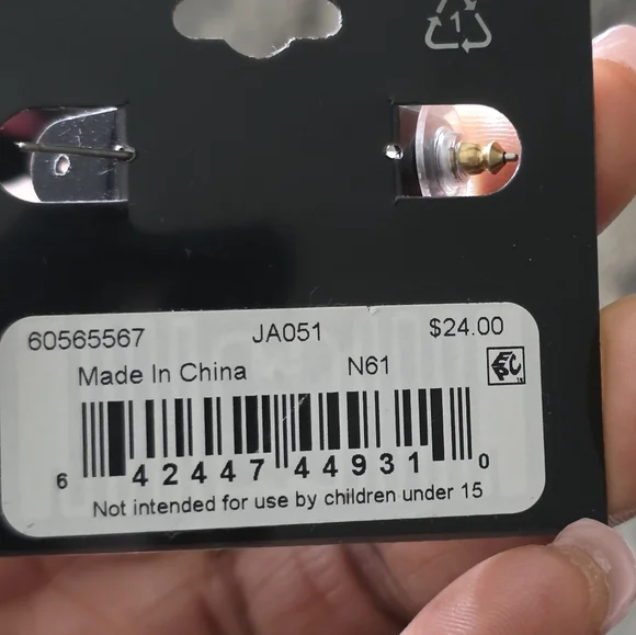 Anne Klein Gold and Black Hoop Earrings - Picture 3 of 4